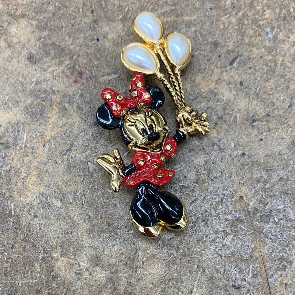 Disney Minnie Mouse Gold, Red, and Black Brooch